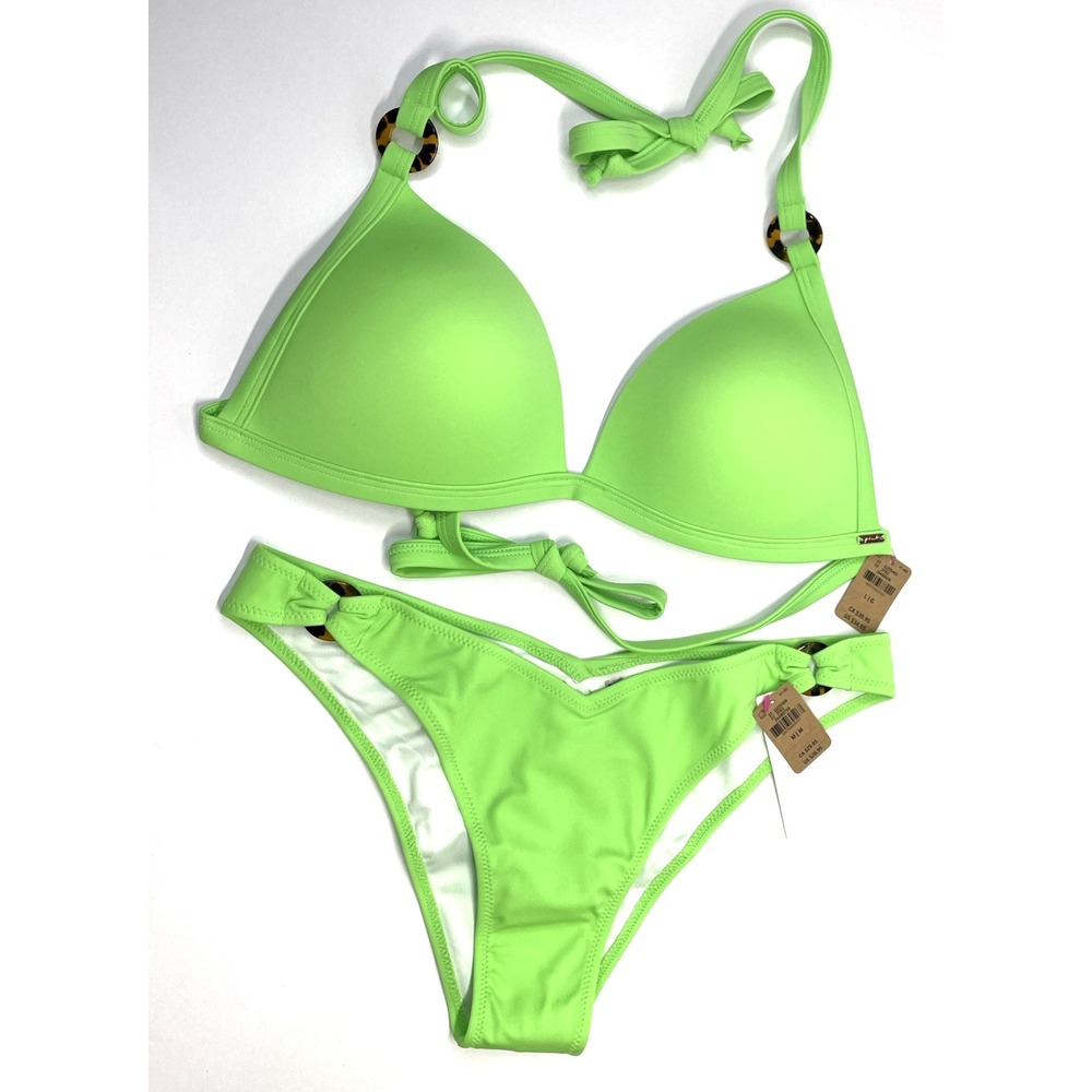NWT Victoria's Secret PINK Neon Green Bikini Set L Top / M Bottom